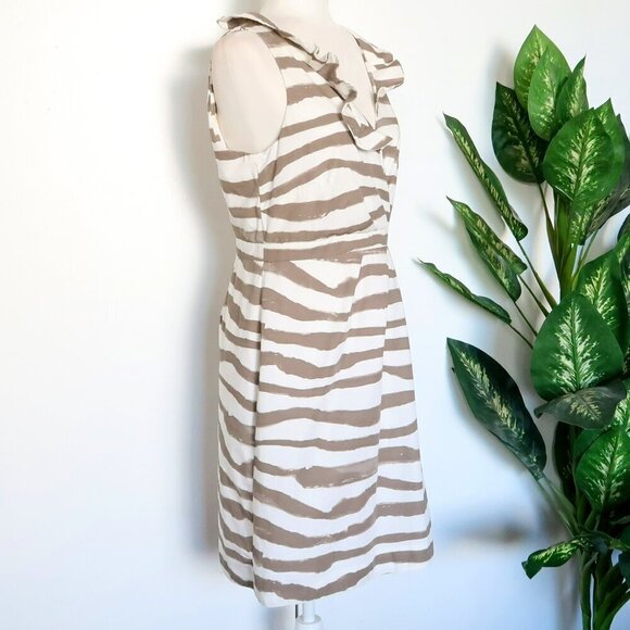 J. Crew Abstract Stripe Surplive V-neck Fit & Flare A-line Shift Mini Dress 10 - Picture 4 of 8